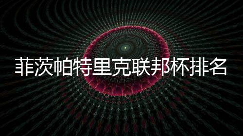 杯排到第名升里克联邦帕特突破0万奖金一 菲茨